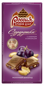 Сударушка шоколад мол.изюм и арахис 75гр (20)