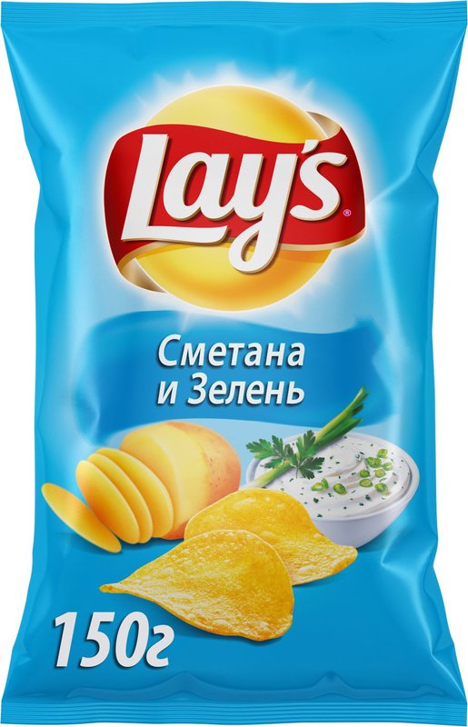 Лэйс чипсы, 140 гр Сметана и Зелень  *19
